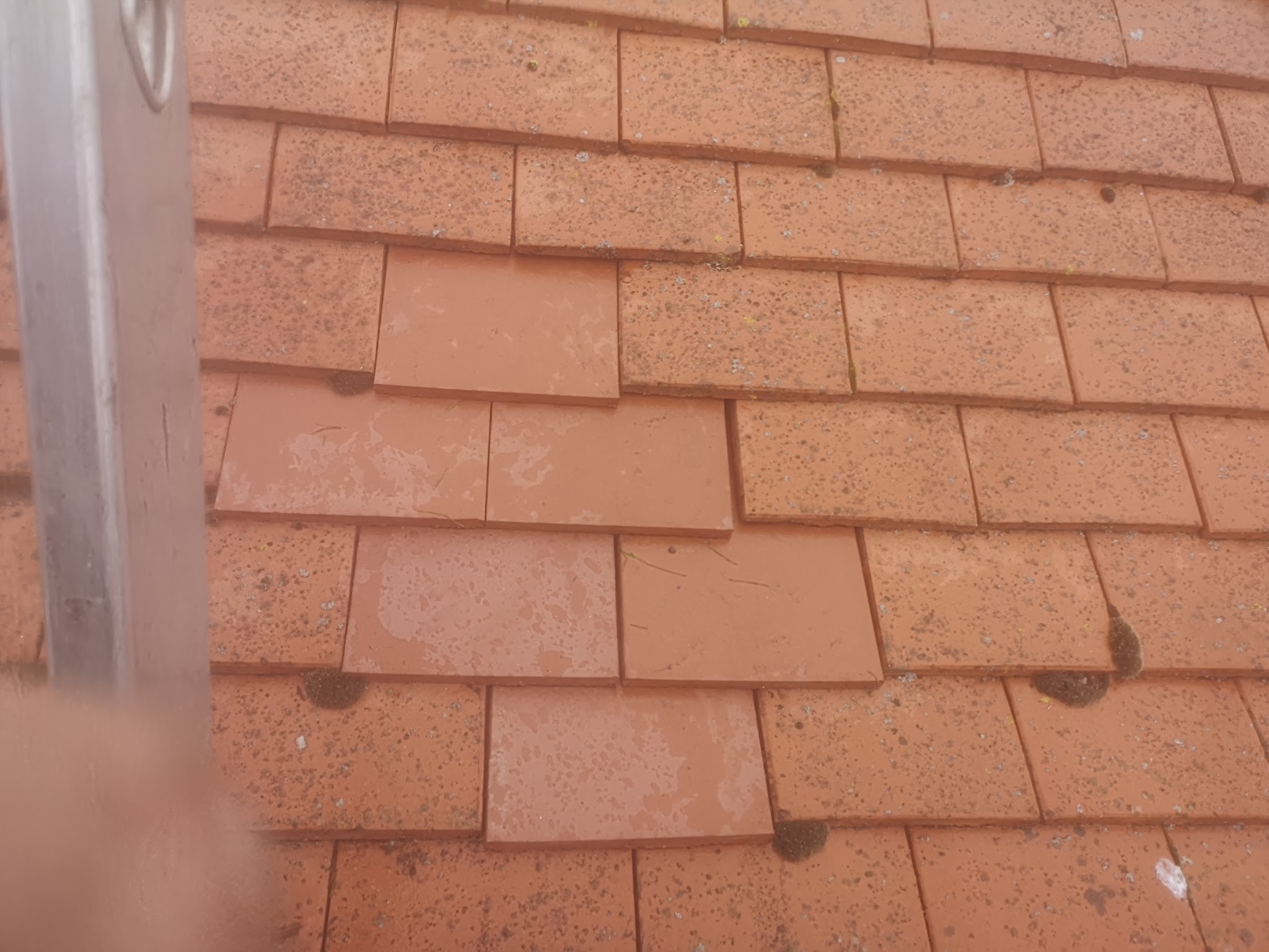 Close-up of neatly laid red clay roof tiles